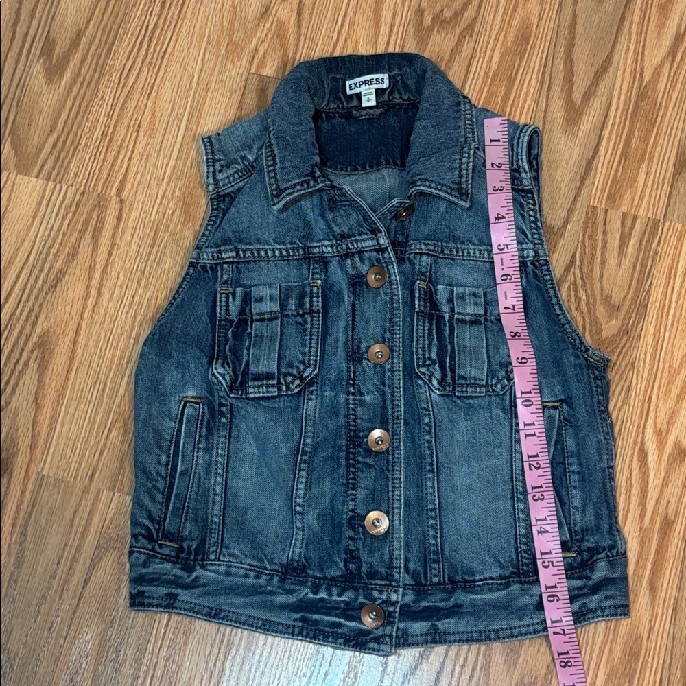 Express Blue Denim Vest, Jean, Small - Picture 9 of 9